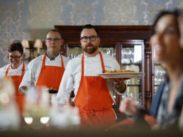 restaurant staff in action